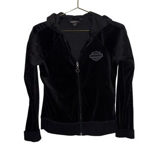 Harley-Davidson Full-Zip Black Hoodie Jacket Size XS P2P 17”